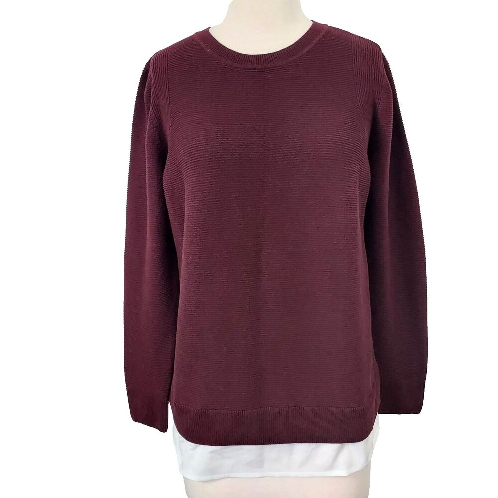 Hilary Radley Womens Large Layered 2Fer Tunic Sweater Top Long Sleeve Stretch